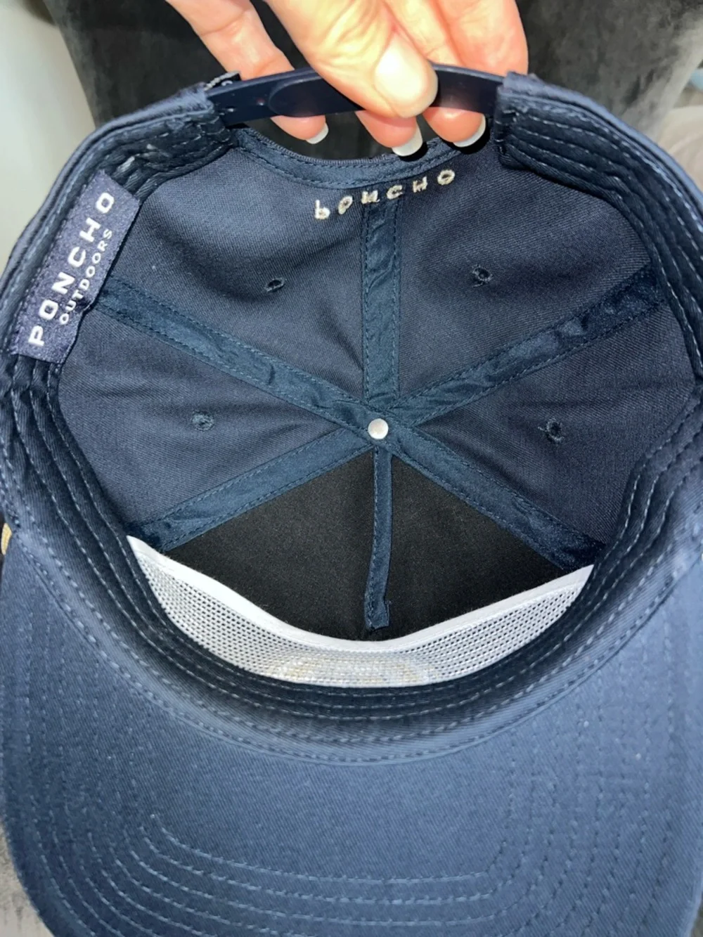 Poncho Outdoors Navy Snapback Armadillo Rope Hat with Gold Accent - Picture 6 of 7